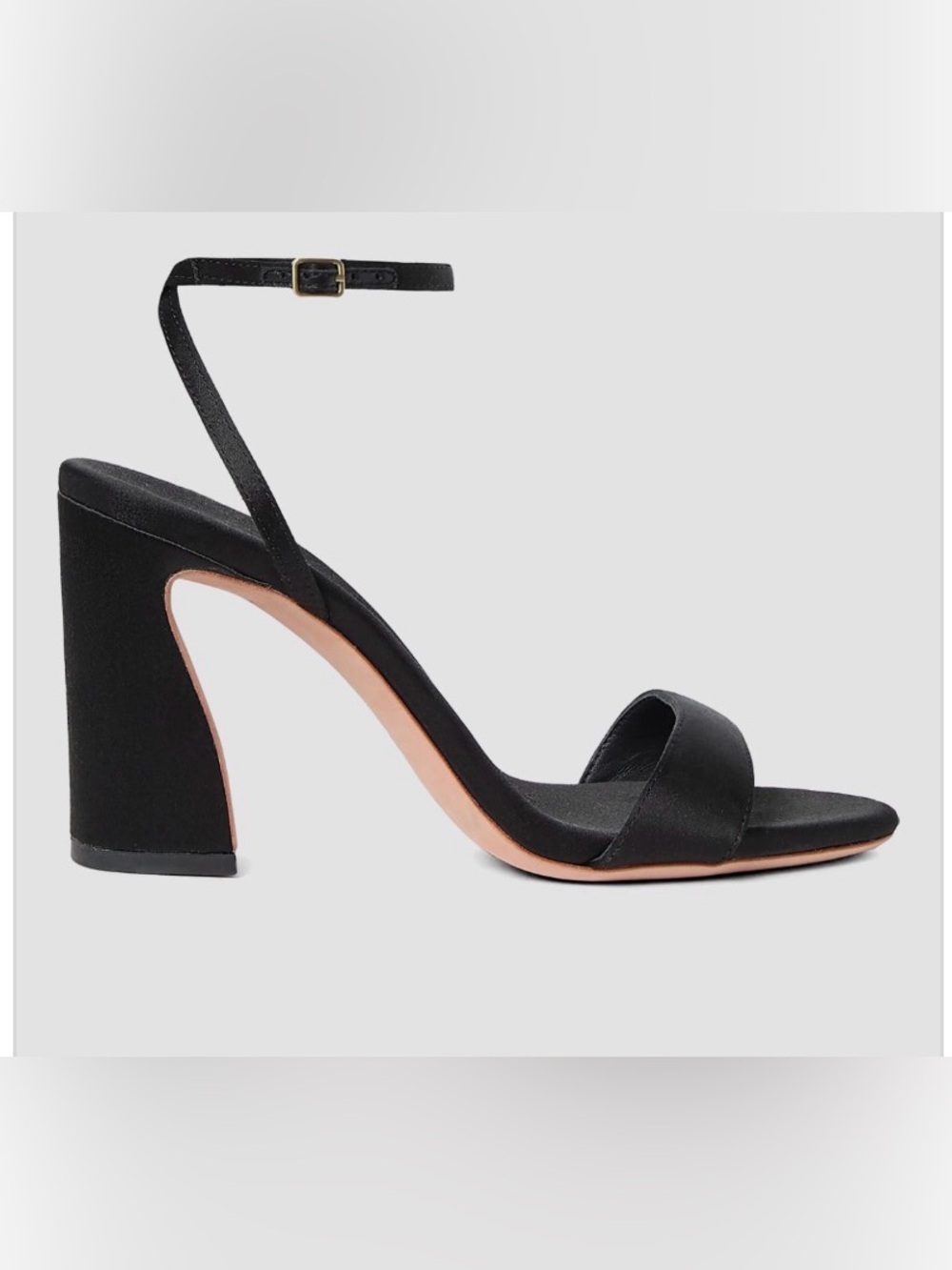 ❤️ Loeffler Randall Malia 90mm Curved Heel Black Satin Sandal